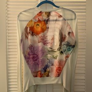 Ted Baker Open Cardigan. Floral and Sea Foam.